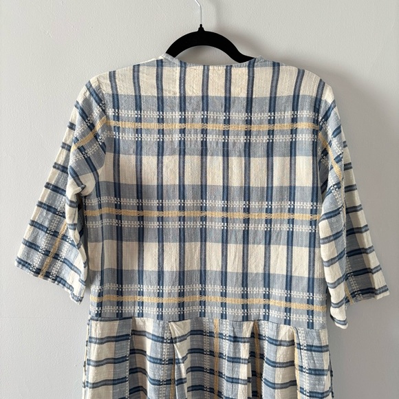 Ace & Jig Roxie Dress Short-Sleeve Knee-Length Buttons Plaid Print Checkered - Picture 5 of 7